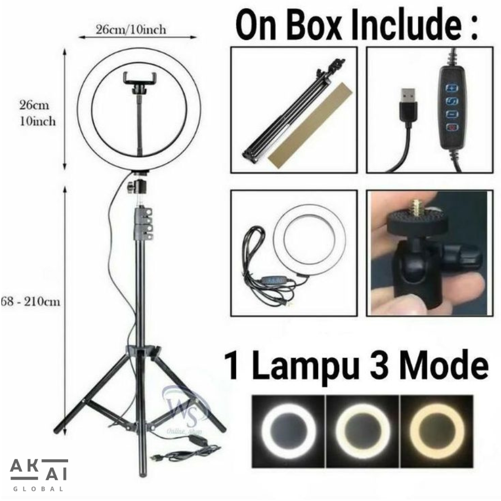 Luz Glam™ - Aro de Luz LED 26 cm Trípode 2.1 M