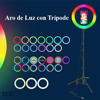 Luz Glam™ - Aro de Luz LED 26 cm Trípode 2.1 M